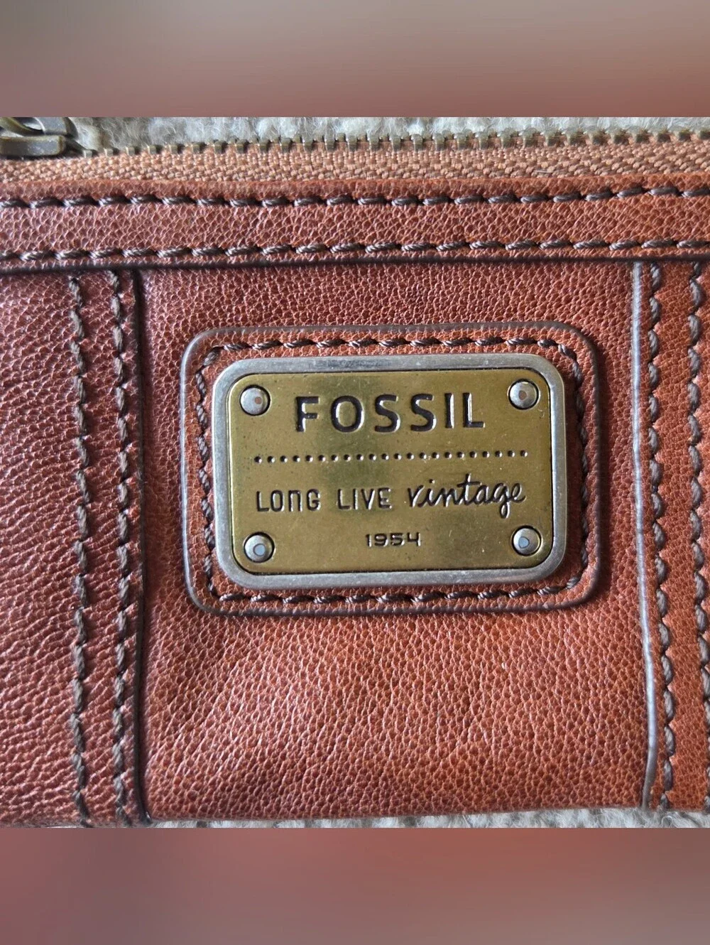 Fossil Brown Leather Emory Zip Coin Purse